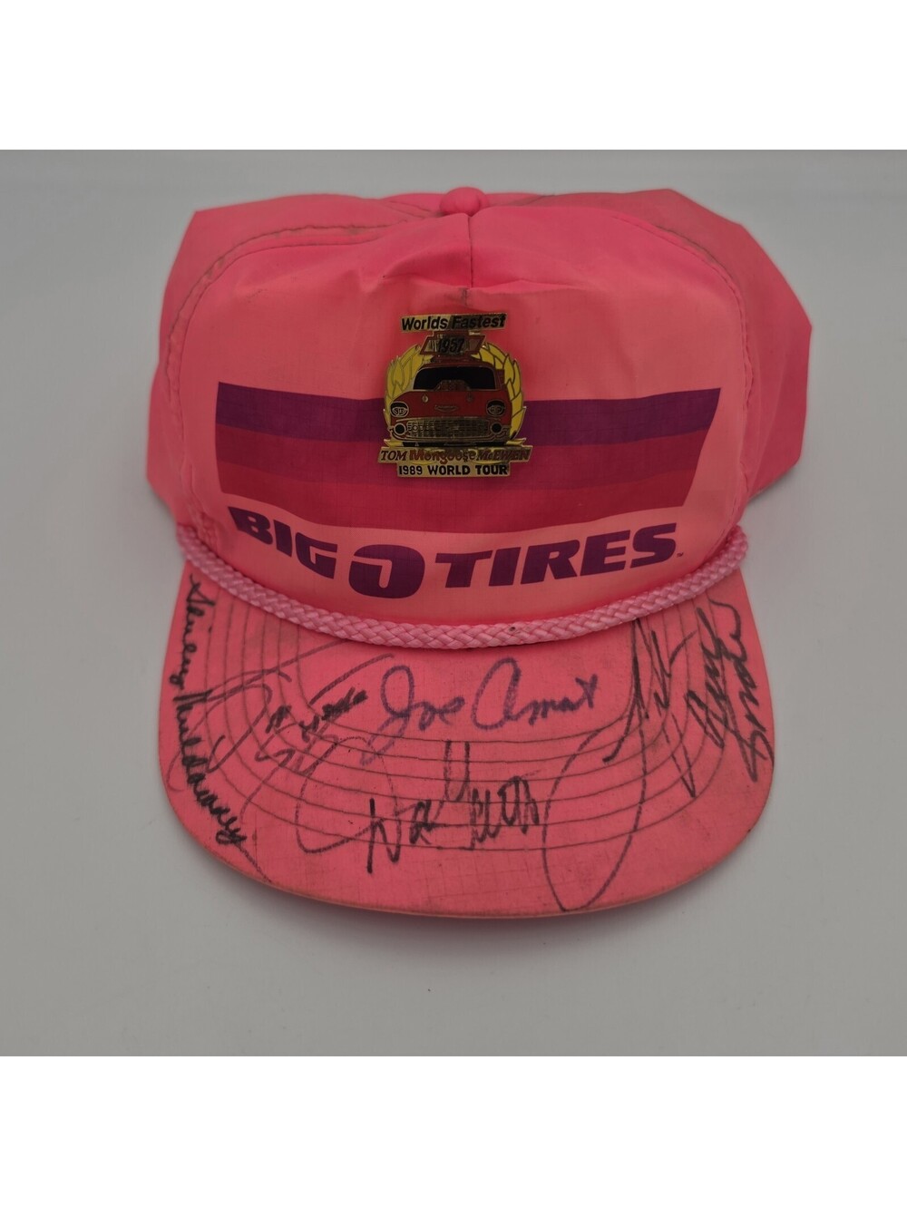 Tom McEwen 1989 World Tour Big O Tires Hat Signed Muldowney Amato Garlits